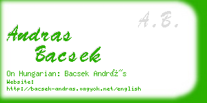 andras bacsek business card